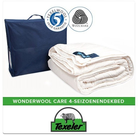 schroef Geval afbreken Texeler Wonderwool care 4-seizoenen 100x135 kinderdekbed - Wollendekbed.nl